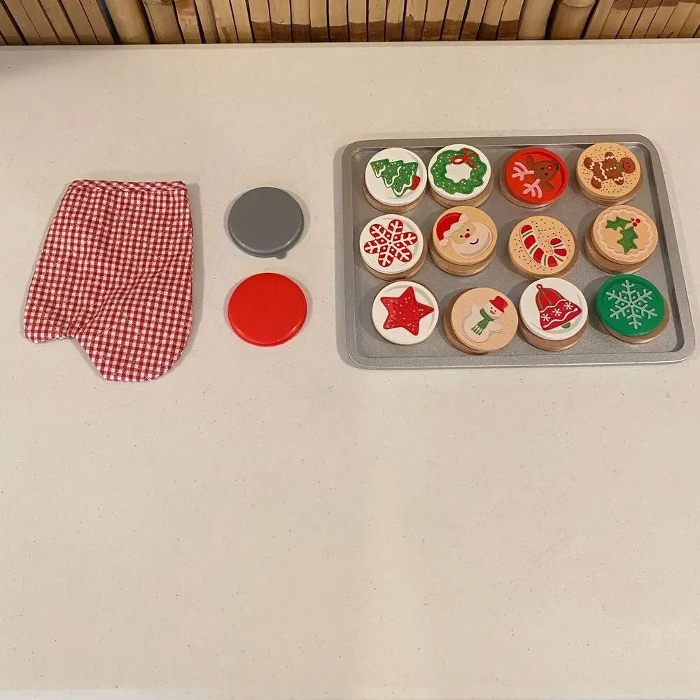 Melissa & Doug Christmas Cookie Wooden Play Set – Incomplete Pretend Baking Tray